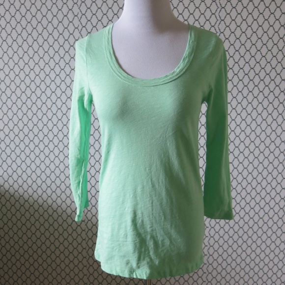 J. CREW Painter T Shirt 3/4 Sleeve 100% Cotton Green Top - Size Medium - Picture 1 of 4